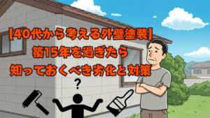 外壁塗装を考える40代男性のイラスト
