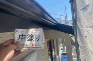 雨樋　中塗り完了