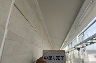 軒天　中塗り完了