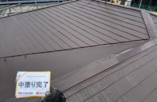 屋根　中塗り完了