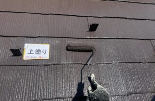 屋根　上塗り状況